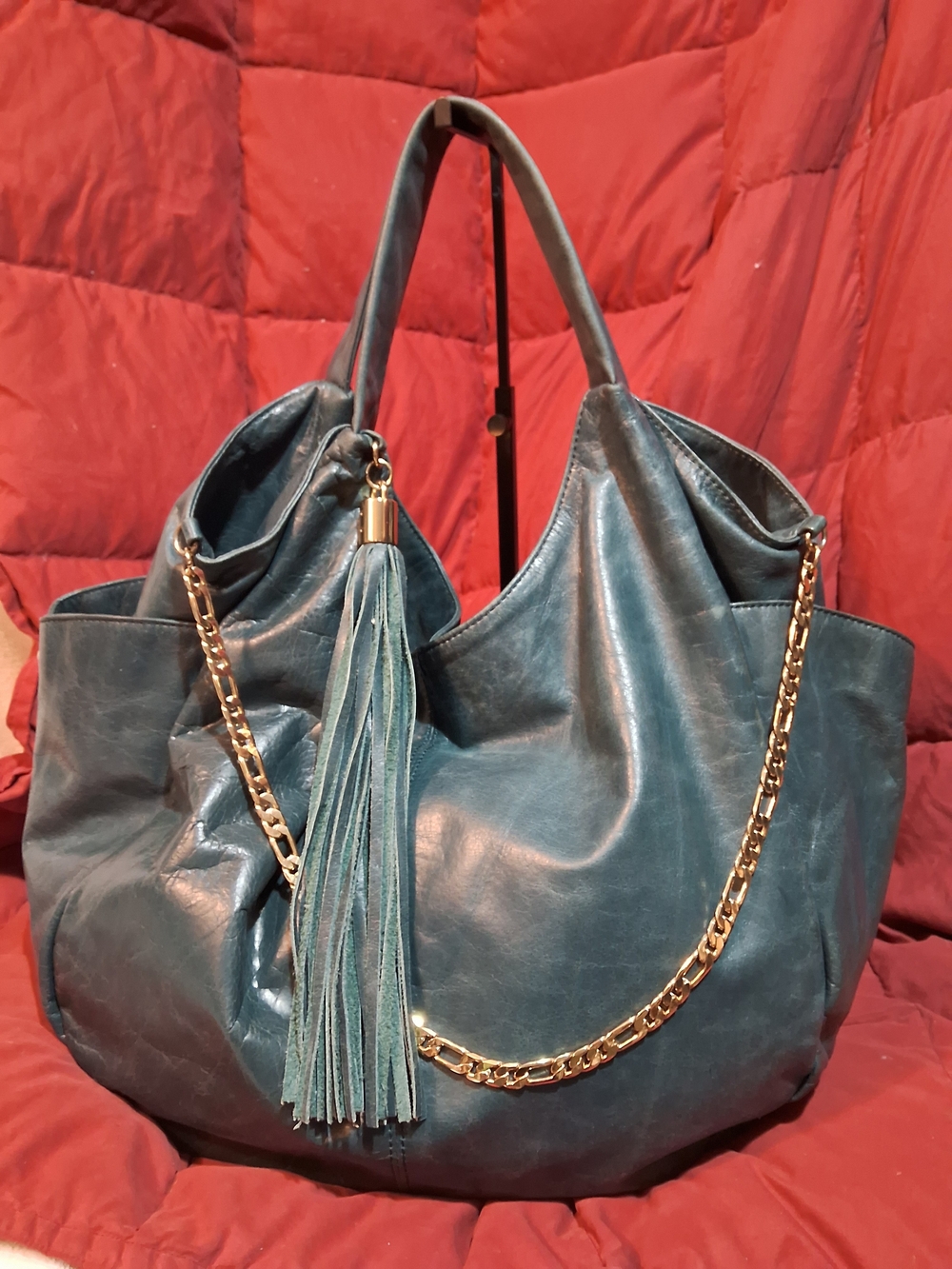 Hype Tassel Satchel with Gold Chain Accents GUC